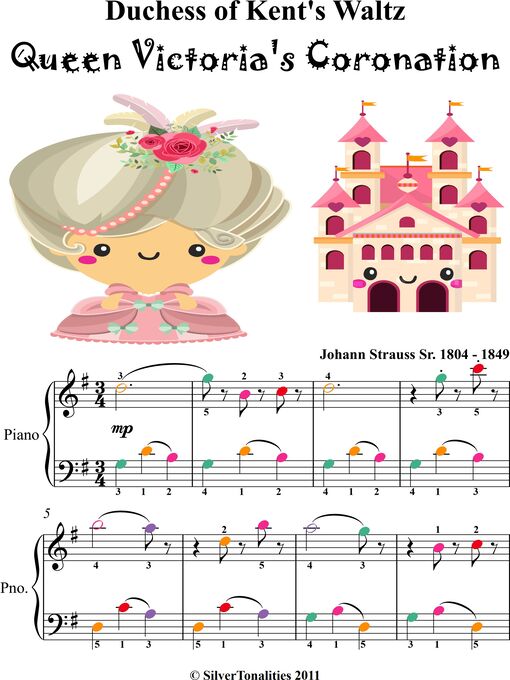 Title details for Duchess of Kent's Waltz Queen Victoria's Coronation Easy Piano Sheet Music with Colored Notes by Johann Strauss - Wait list